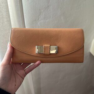 Chloe Lily Leather Long Bifold Wallet Beige